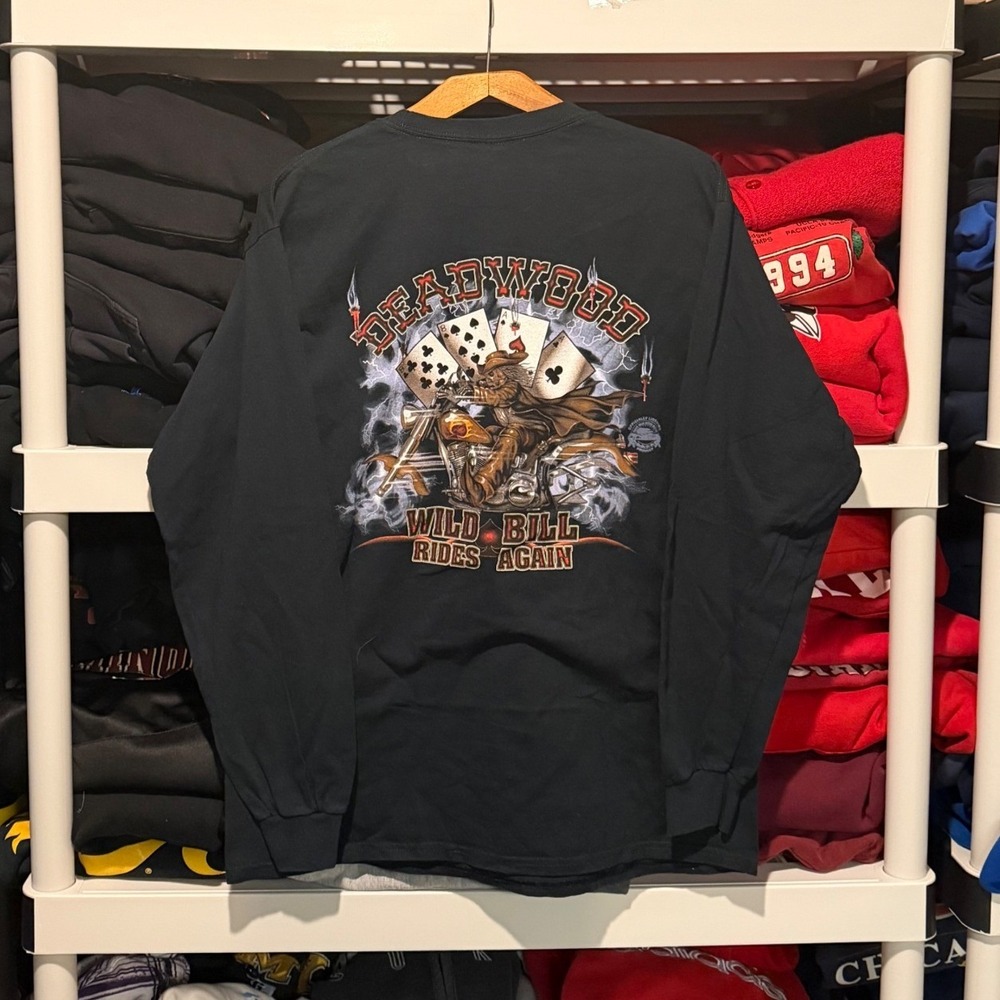 Vintage y2k Deadwood Biker Black Long Sleeve Mens Medium Shirt - Picture 4 of 5